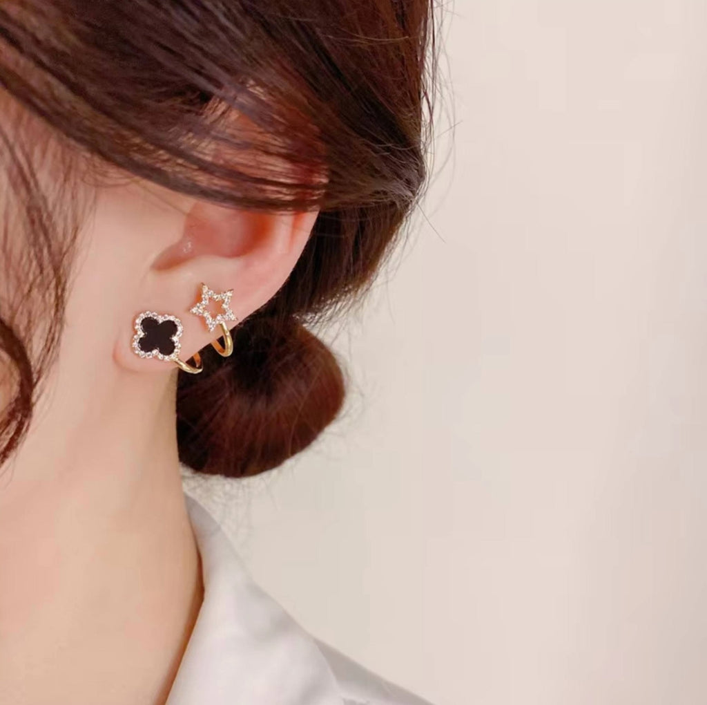 Chic Black star korean stud earings-Minimalist Party wear.