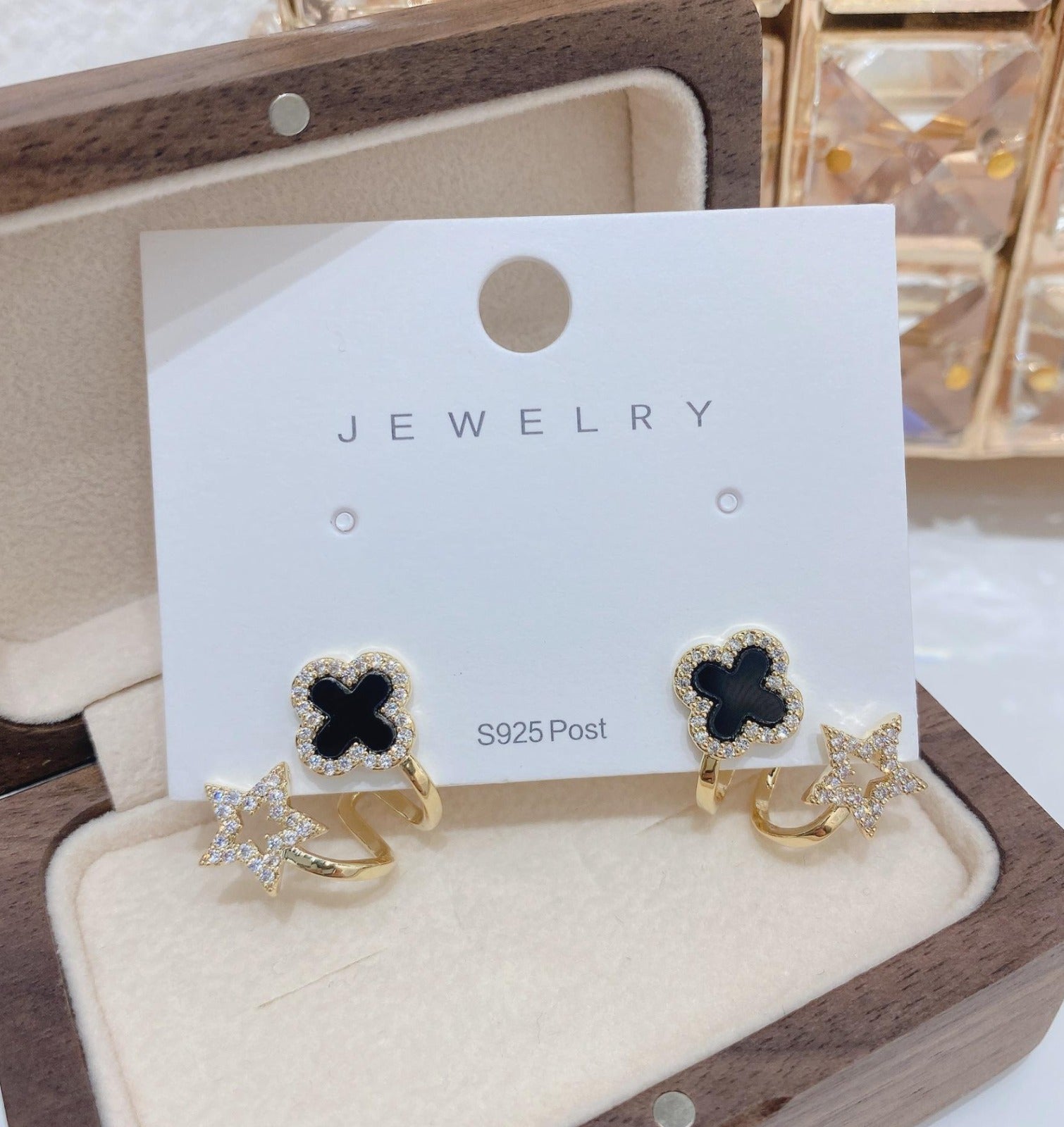 Chic Black star korean stud earings-Minimalist Party wear.
